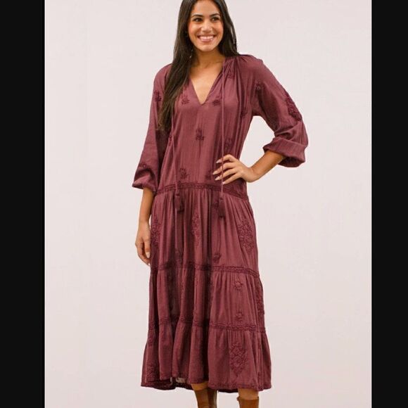 Kyla Seo Embroidered Boho Hanna Maxi Dress Size S - Picture 8 of 8